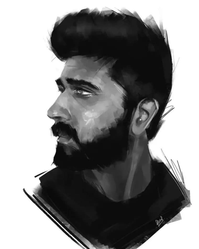 Ink illustration of Ryan Soni