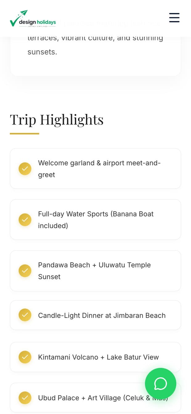 A journey page on mobile, showing the fact strip and highlights.